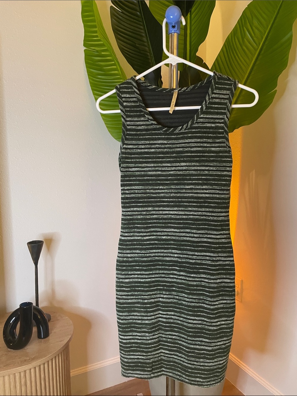 Striped Sleeveless Mini Dress in Green